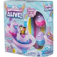Hatchimals Coffret de jeu Alive Make a Splash avec 15 accessoires, baignoire, 2 mini-figurines changeantes de couleur dans des ufs couver, jou
