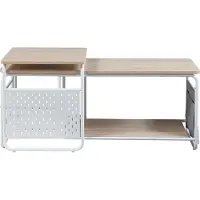 En.casa Table de télévision 'Dyrøy' 2 pièces incl. table d'appoint blanc / chêne