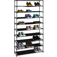 Merkloos étagère à chaussures haute - 10 étages - métal - tissu - 83 cm de large - noir