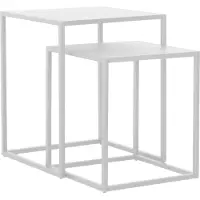 En.casa Set de 2 tables de salon 'Vejen' Acier blanc, mat
