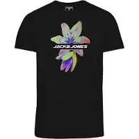 Jack & jones T-Shirt Manches courtes de Junior - Jcoflower S/S Crew Neck FST JNR - T-shirt Imprimé - 128 - 164 - pour Enfants - noir - Taille 14 Ans
