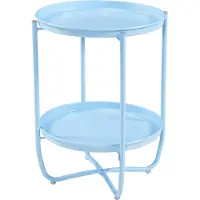 En.casa Table plateau 'Sandefjord' ronde avec 2 plateaux amovibles acier 57,5 x 40 cm bleu ciel