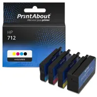 PrintAbout Cartouche compatible pour HP 712 (3ED67/68/69/70A) - 4 couleurs - Multipack