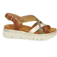 Pikolinos pour femme. W4N-0650C1 Sandales compensées en cuir marron avec brides croisées Palma (41), 3 à 5 cm, Boucle, Casuel