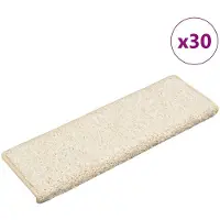 vidaXL Tapis d'escalier 30 pièces 65 x 21 x 4 cm Blanc Bord rectangulaire