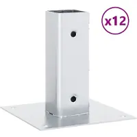 vidaXL Bases de poteau carrées 12 pcs argent 51x51 mm acier galvanisé