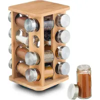 Relaxdays Tourniquet-à-épices, Organisateurs de cuisine, Multicolore, Marron, Transparent, Argent