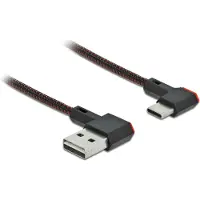 DeLOCK USB-A 2.0 Stecker < USB-C Stecker gewinkelt 0,5m SW