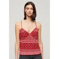 Superdry Femme Caraco Tissé Imprimé Rouge Taille: 38