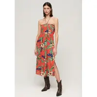 Superdry Robe Longue Sans Manches Smocked Midi Beach