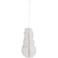 J-Line Suspension bonhomme de neige coton maché blanc/or