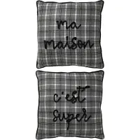 J-Line Coussin texte poly gris ass2