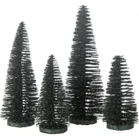 J-Line Boite de 4 sapin de noël décoratif paillettes plastique vert foncé