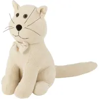 J-Line Cale-porte chat noeud papillon bouclé écru