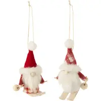 J-Line Lutin suspension textile rouge/blanc assortiment de 2