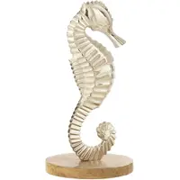 J-Line Hippocampe Sur Socle - Aluminium - Argent - Medium