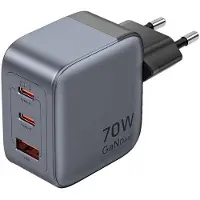 Vention Fedb0-eu 2xusb-c 1xusb-a 65w/30w/gan Network Usb-a And Usb-c Wall Charger 30w Argenté