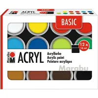 Usorteret Peinture acrylique Basic Set 12 x 18 ml, Art (18 ml)