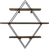 Homitis Etagère murale Cerritos | 100% bois d'épicéa | 100% métal | Noyer noir