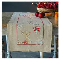 Vervaco Kit de point de croix nappe estampillée 'Renne dans l'esprit de Noël', 40x100cm