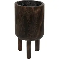 J-Line Cachepot sur pied bois paulownia bruin small