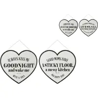 J-Line Pancarte textes anglais/francais metal blanc/noir assortiment de 2