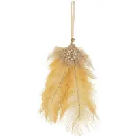J-Line Suspension plumes ocre jaune strass