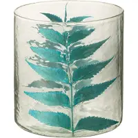 J-Line Vase Blue Leaf Glass Small