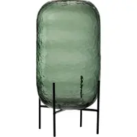 J-Line Vase rond irregulier verre vert large