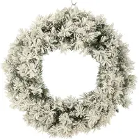 J-Line Couronne de noel+led chaud blanc plastique enneige vert large