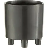 J-Line Cachepot smoke ceramique gris/noir medium