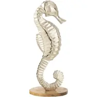 J-Line Hippocampe Sur Socle - Aluminium - Argent - Large