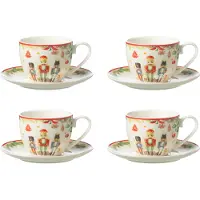 J-Line Boite 4 tasse the + sous-tasse casse-noisette ceramique blanc