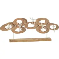 J-Line Personnages 5 dans cercle sur pied bois manguier naturel