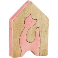 J-Line House Cat - Bois de manguier - Rose/Naturel - Petit