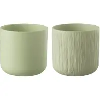 J-Line Cachepot gen ceramique pistache medium assortiment de 2