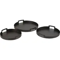 J-Line Set de 3 plateau rond metal noir