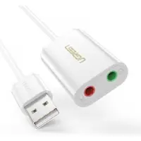 UGREEN USB-A To 3.5mm External Stereo Sound Adapter White 15cm