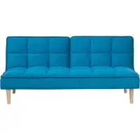 Beliani Canapé Convertible 3 Places En Tissu Bleu Siljan