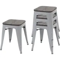 MCW 4x tabouret -A73, assise en bois incluse