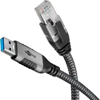 Goobay 70497 USB A 3.0/RJ45 Kabel 1,5 m grau, schwarz, 1 St.