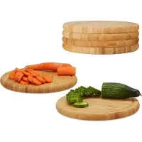 Relaxdays Planche petit-déjeuner Set 25 cm, Planche à découper, Marron