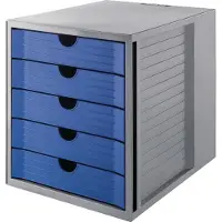 HAN Module à tiroirs SYSTEMBOX KARMA, 5 tiroirs fermés, DIN A4, facile à utiliser, L 274 x P 330 x H 320 mm, bleu