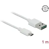 DeLOCK Câble EASY USB 2.0 A vers Micro-B 1 m blanc, utilisable des deux côtés