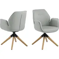 Ebuy24 Aura Chaise de salle à manger avec pieds en chêne, avec dossier et accoudoirs, gris clair.