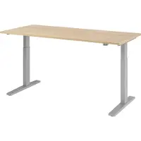 Hjh OFFICE PRO Bureau réglable en hauteur XMKA | 2-moteurs | 120-180 cm | électrique | chêne, couleur:argent, taille du plateau:180 x 80 cm