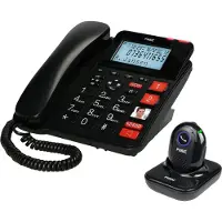 Fysic FX3960 - Téléphone avec répondeur et bouton de panique SOS, noir, Téléphone, Noir