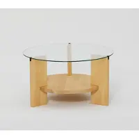 Skye Decor , Mahal - Oak, table basse, chêne, 100 % verre trempé, 75 x 75 x 40 cm