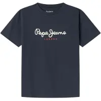 Pepe Jeans unisex pour enfant. PB503975 T-shirt New Art navy (140cm), Casuel, Coton, Manche courte, Marine, mode enfantine