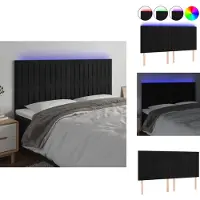 vidaXL LED Tête de lit noir 180x5x118/128 cm velours